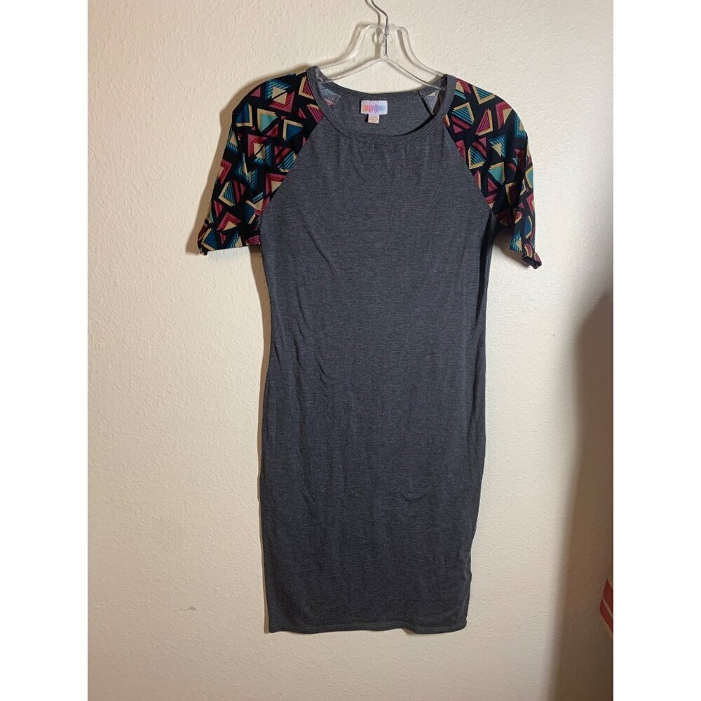 LuLaRoe Raglan Pencil T-Shirt Dress Women's Size XXS Gray AD8